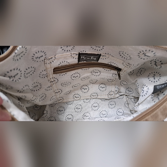 Myra Khaki Canvas with Leather Crossbody Bag. Adjustable strap - Picture 10 of 10